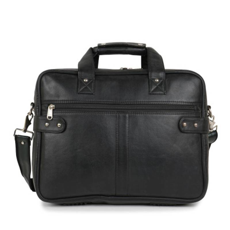 Fernweh 16-Inch White Vegan Leather Laptop Bag with Shoulder & Hand Strap – 4 Compartments & Trolley Patti