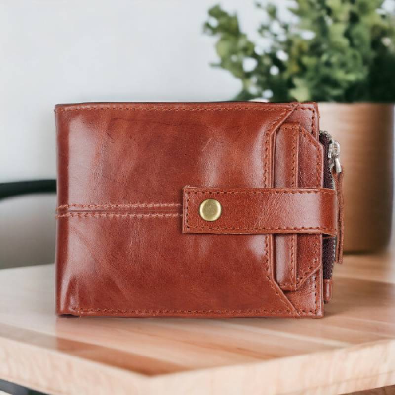 Leather Wallet Ten colour Mens' bifold wallet with 10 card slots & a coin pocket