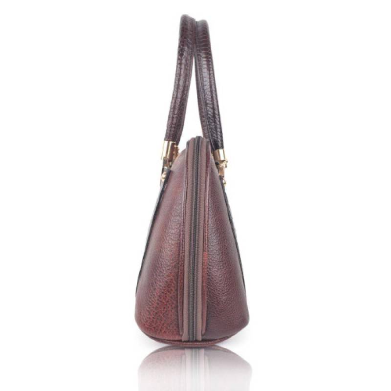 FERNWEH Leather Ladies Handbag, Crocodile Pattern, Burgundy