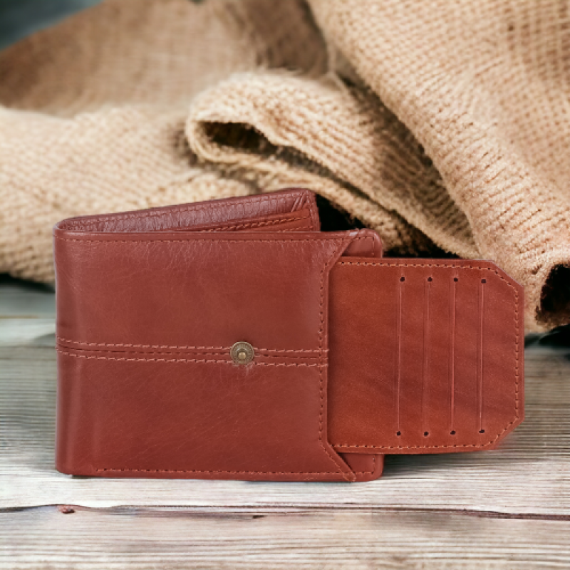 Leather Wallet Ten colour Mens' bifold wallet with 10 card slots & a coin pocket