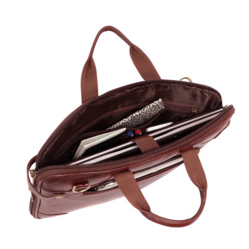 Premium 3-Compartment Leather Messenger Bag – 15.6" Laptop Compatible, Expandable Design