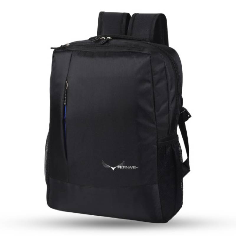 FERNWEH 18 Inch Backpack with 16 Inch Laptop Compartment, 3 Compartments, Trolley Strap, Black and Blue