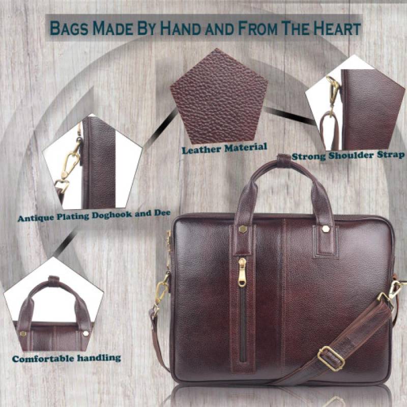 16" Croco Leather Laptop Messenger Bag – Fits 15.5-Inch Laptops, 3 Spacious Compartments