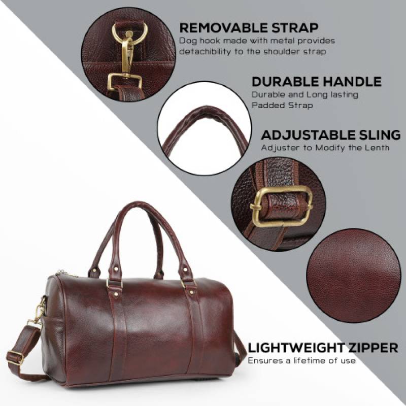 Brown 65-Liter Travel Duffle Bag by Muskat Hunter Leather