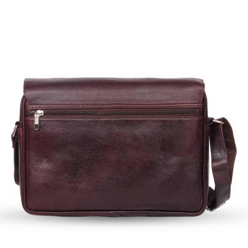 FERNWEH Leather 14 Inch Laptop Messenger Bag, 15 Inch Capacity, 3 Compartments, 7 Pockets, Magnetic Flap with Zipper, Brown