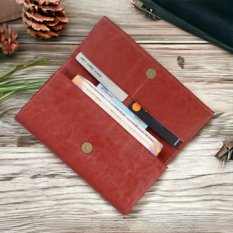 Female Clutch Wallet Raxin with 6 Card Slots, 1 Zipper Section & a Coin Pocket