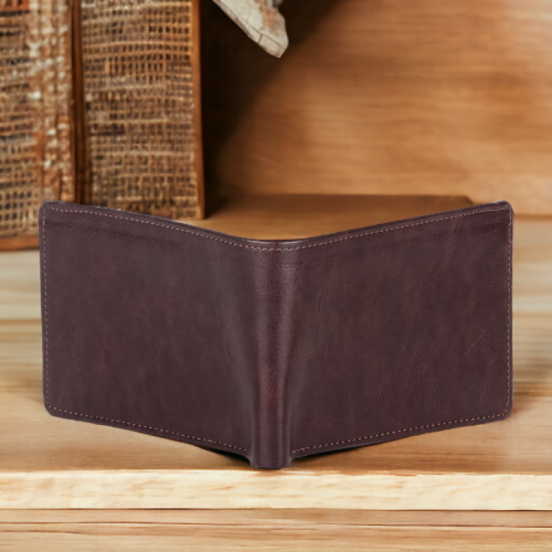 Mens' b apifold wallet with 5 card slots & a coin pocket Dark Brown Rexine