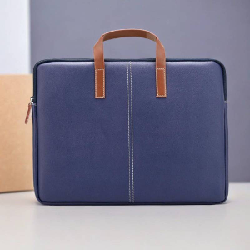 Fernweh "16-Inch Laptop Messenger Case with Trolley Strap - Blue + Tan Color