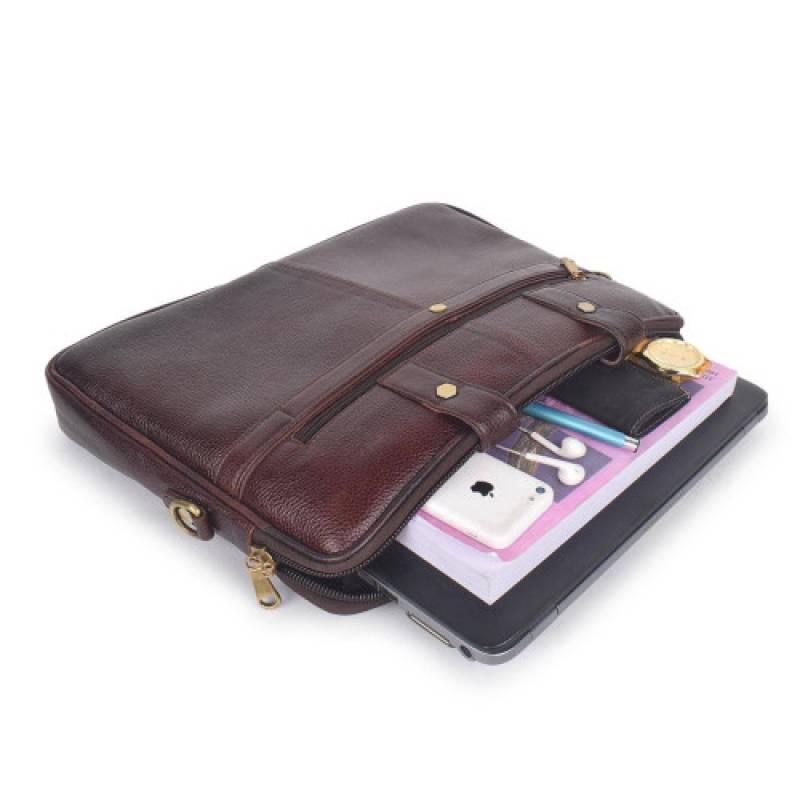 16" Croco Leather Laptop Messenger Bag – Fits 15.5-Inch Laptops, 3 Spacious Compartments