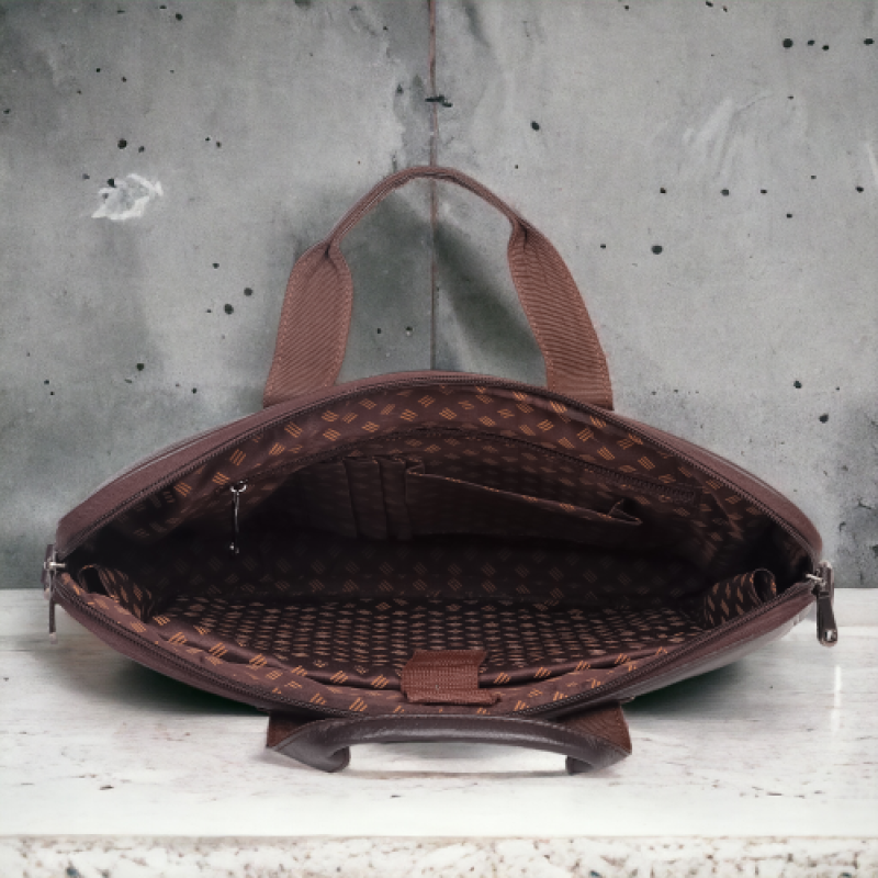 FERNWEH Brown Office Messenger Bag – 15.6 Inch Genuine Leather with Adjustable Shoulder Strap