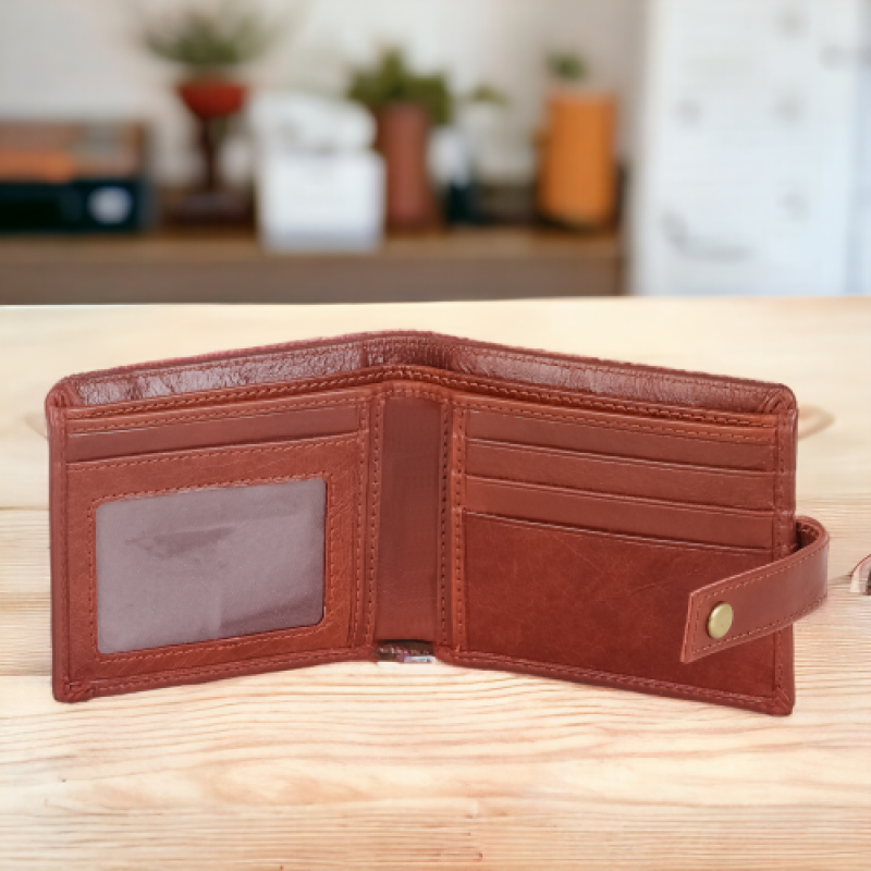 Leather Wallet Ten colour Mens' bifold wallet with 10 card slots & a coin pocket