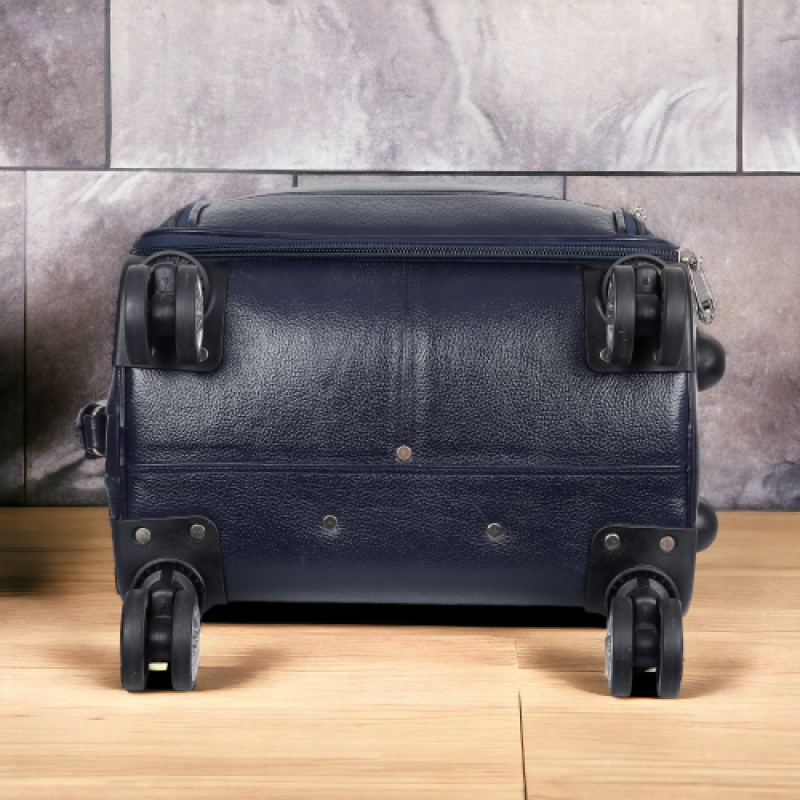 Leather Cabin Trolley Bag (4 Wheeler), with Laptop Compartment Compatible with 17 Inch
