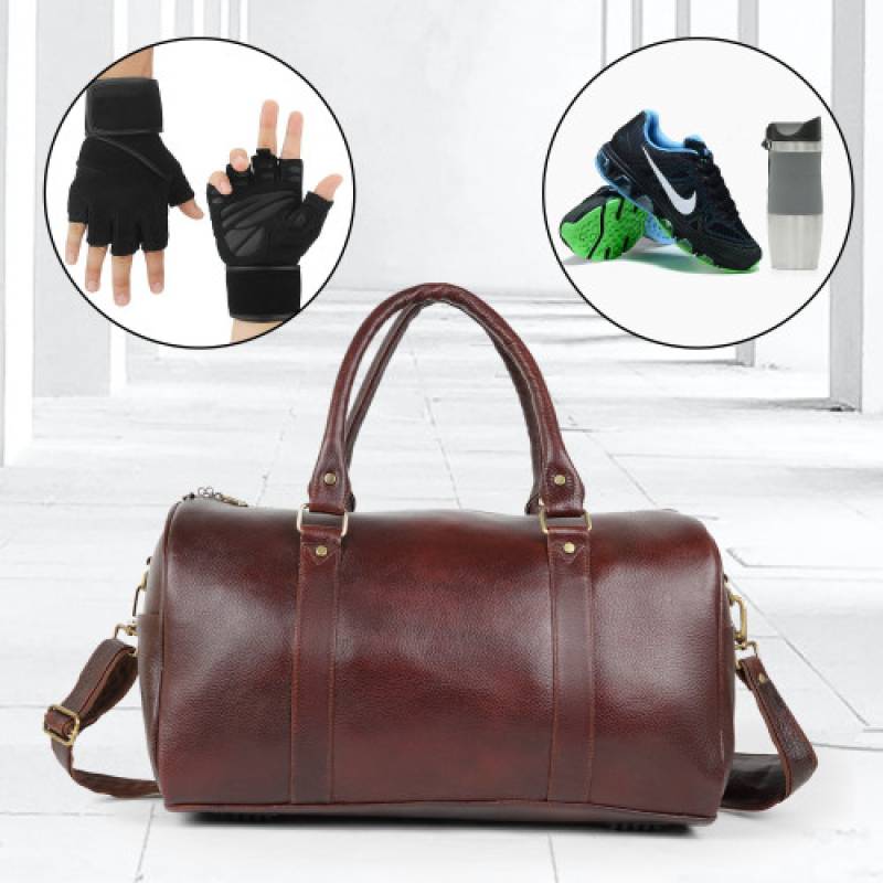 Brown 65-Liter Travel Duffle Bag by Muskat Hunter Leather