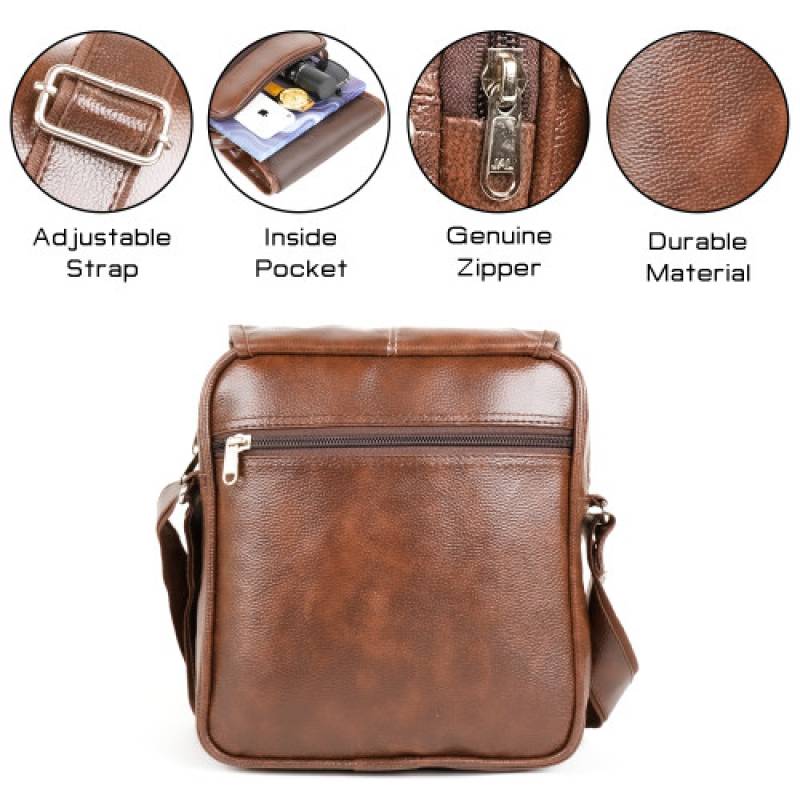 Martucci Stylish PU Leather Sling Cross Body Travel Office Messenger One Side Shoulder Bag for Men