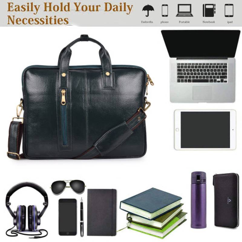 16-Inch Croco Leather Laptop Messenger Bag – Fits 15.5-Inch Laptops, 3 Spacious Compartment