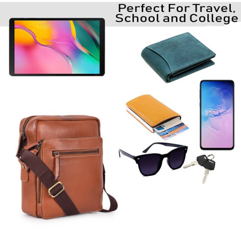 Stylish Ten-Color NDM Leather Messenger Sling Bag – 3 Compartments, 12x9x3 Inches