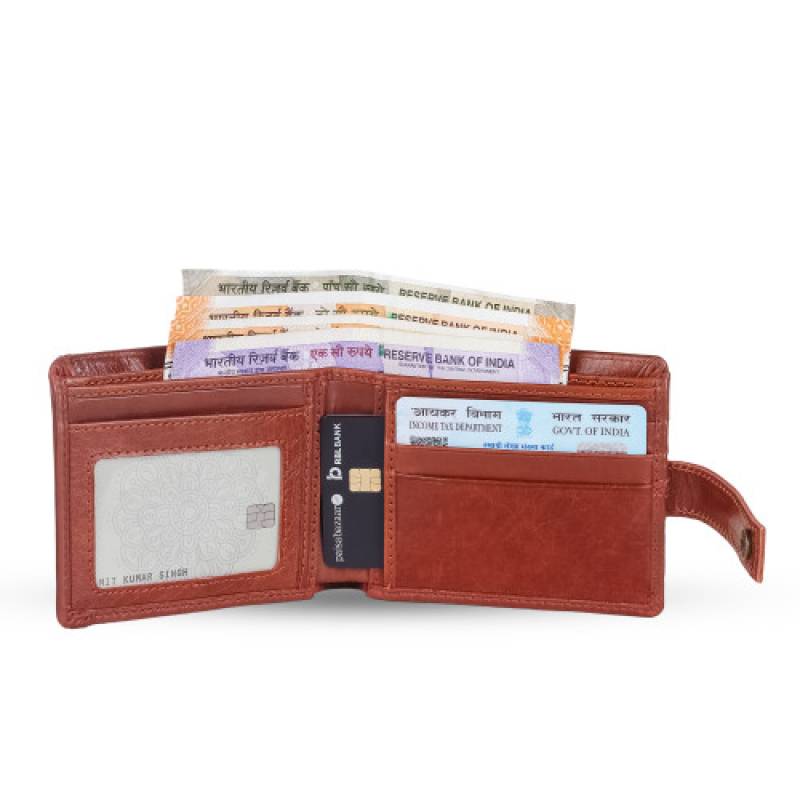 Leather Wallet Ten colour Mens' bifold wallet with 10 card slots & a coin pocket