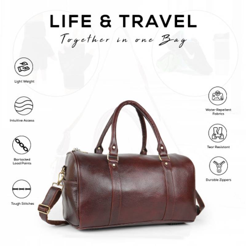 Brown 65-Liter Travel Duffle Bag by Muskat Hunter Leather