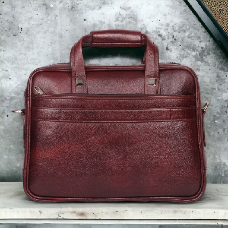 FERNWEH Genuine Leather Messenger Bag – 16 Inch Laptop Compartment, Brown, with Trolley Strap