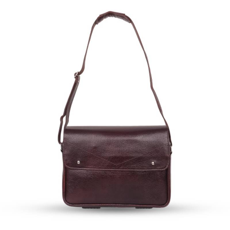 FERNWEH Leather 14 Inch Laptop Messenger Bag, 15 Inch Capacity, 3 Compartments, 7 Pockets, Magnetic Flap with Zipper, Brown