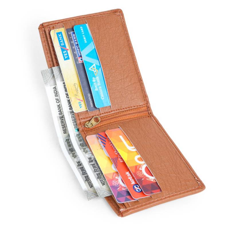 Mens' bifold wallet with 6 card slots & a coin pocket