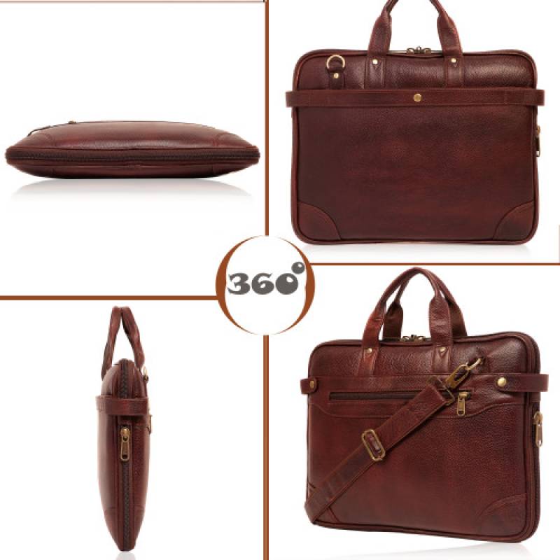 Premium 3-Compartment Leather Messenger Bag – 15.6" Laptop Compatible, Expandable Design