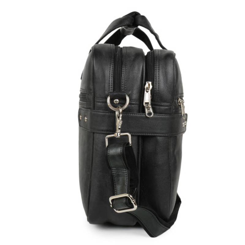 Fernweh 16-Inch White Vegan Leather Laptop Bag with Shoulder & Hand Strap – 4 Compartments & Trolley Patti