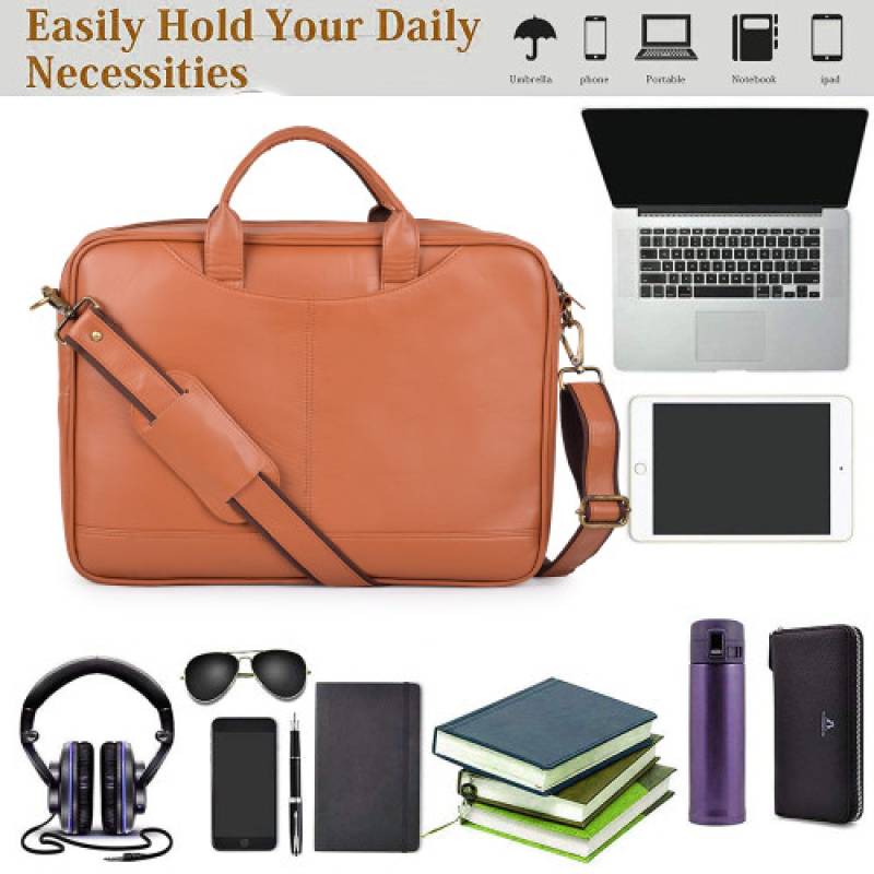 "15.5-Inch Raxin Laptop Messenger Bag with Trolley Strap - Available in Tan Stylish Colors"