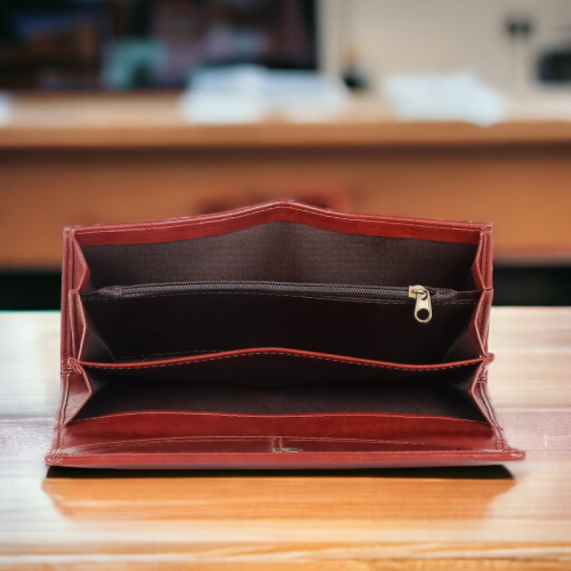 Female Clutch Wallet Raxin with 6 Card Slots, 1 Zipper Section & a Coin Pocket